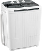 Bonusall Portable Washing Machine， 16 lbs Mini Washer and Spin Dryer Combo, Built-in Gravity Drain,Compact Laundry Washer with Drain Pump & Timer Control for Apartments, Dorms, RVs-Gray