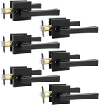 knobelite 6 Pack Privacy Door Handle,Keyless Matte Black Interior Door Knob,Heavy Duty Door Lever Hardware for Bedroom/Bathroom,Reversible for Left & Right