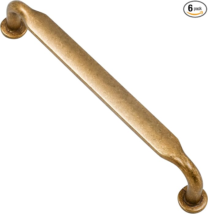 Alzassbg 6 Pack Antique Brass Cabinet Handles, 5 Inch(128mm) Hole Centers Arch Modern Cabinet Pulls Kitchen Cabinets Hardware for Cabinets and Drawers AL3503AB