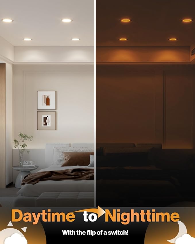 Sunco 12 Pack 10W 4 Inch LED Recessed Lighting Slim Baffle Retrofit Night Light for Indoor Living Dining Room Bedroom, 600 Lumens, Selectable CCT 2700K/3000K/4000K/5000K/6000K, Dimmable, AC120V - ETL