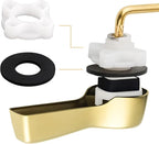 Hibbent Universal Metal Side Mount Toilet Handle Replacement Kit, Brass Toilet Flush Tank Lever with Stainless Steel Flapper Chains for Most Toilets, Shiny Gold