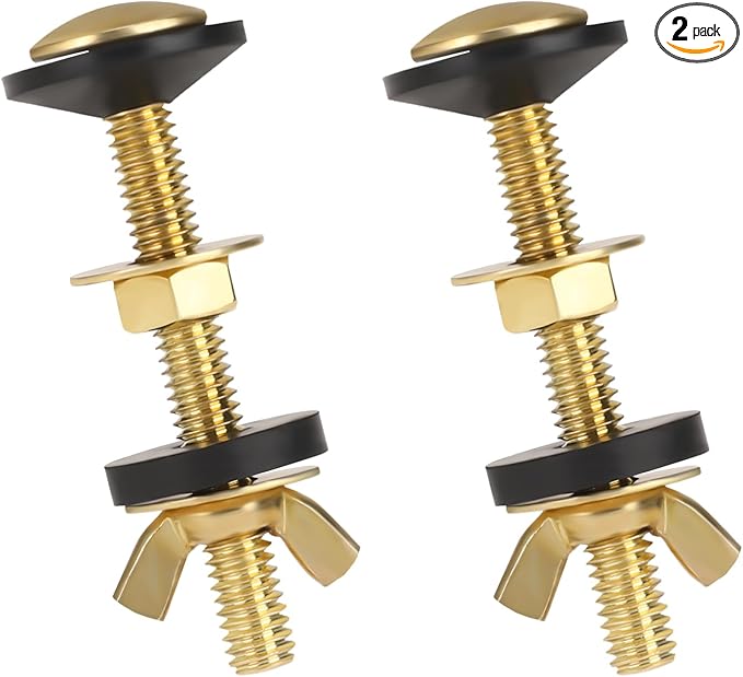 2Pcs Toliet Bolts Universal Toilet Tank to Bowl Bolts Kit Toilet Tank Bolts Heavy Duty Bolts with Rubber,Stainless Steal Washers and Wing Nuts,Toilet Tank Bolts and Rubber Gaskets