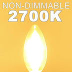 E12 Candelabra Bulb 2700K Soft White, 6W Equivalent to 60 watt, E12 LED Bulb Non-Dimmable, Chandelier Light Bulbs, B10 Candle Light Bulbs, 90+CRI, 600LM, Cear Glass, 12 Pack