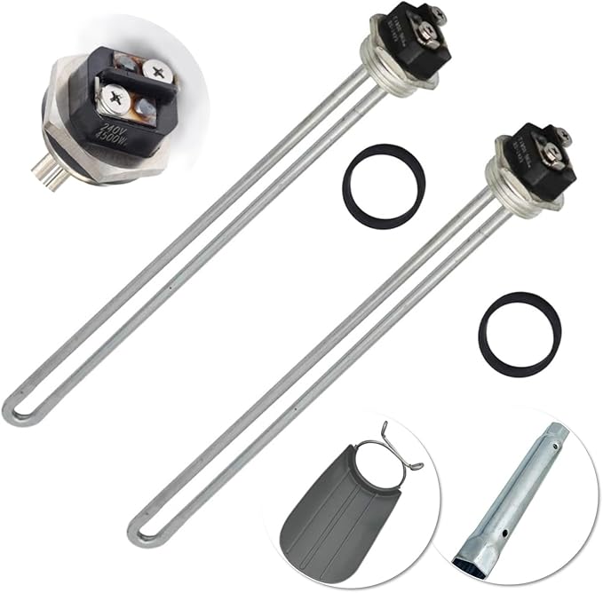 Water Heater Elements, 2 PCs Pack 4500W/240V, The Pack Including Element Wrench and Element Quick Change Tool, Fits Most Models of Dual Element Eletrical Water Heaters
