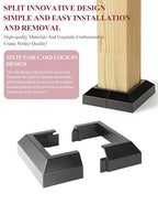 6PCS 3"x 3" Split Deck Post Base Cover, Aluminum Split Type Post Skirt Guardrail Bottom Cover for Railings, Stairs, Patios, Porches, Split Deck Base Bracket Covers(Black)