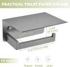 APLusee Toilet Paper Holder with Phone Shelf Gunmetal Gray, 304 Stainless Steel Rustproof Wall Mounted Heavy-Duty, Space-Saving for Modern Bathrooms