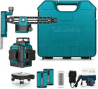 Takamine 12 Lines 3D Self Leveling Laser Level Pro, 3x360 ultra-bright Red Line with Brightness Adjustment, Two Li-ion Batteries, Remote Controller, Magnetic Rotating Stand Included