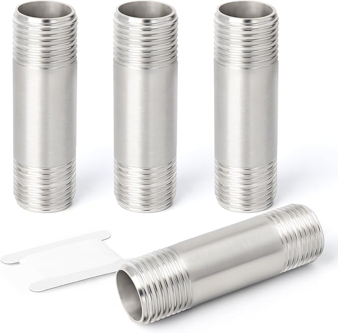 TAISHER 4PCS Stainless Steel Pipe Fittings, 3/4" NPT x 3/4" NPT Male Threaded, 2" Length Nipple Cast Pipe