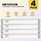 14 Watts F14T12/CW Fluorescent Light Bulb, T12 Liner Fluorescent Tube, 15 Inches Overall Length, T12 14W Cool White Light Color, G13 Bi-Pin Cap, 4 Pack
