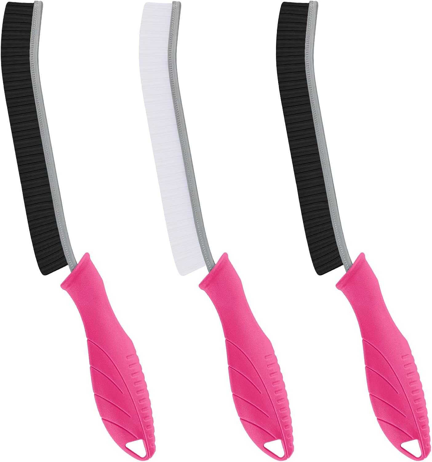 Hard Bristle Crevice Cleaning Brush - Cleaning Supplies - Grout Cleaning Brushes for Household Use - Crevice Cleaning Tool for Bathroom, Home and Kitchen (3, Rose)