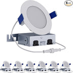 HALO 4 inch LED Recessed Ceiling Light 6-Pack Canless Dimmable with Selectable Lumens and Selectable Color Temperature 2700K-5000K Indoor Outdoor Wet Location Airtight Ultra Slim HLB4LSFS5-6PK