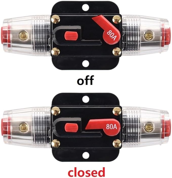 Fuse Holders 80amp 20A 30A 40A 50A 60A 100A 150A Inline Circuit Breaker for Car Audio and Amps Overload Protection Reset Fuse Inverter 12V-24V DC Replace Fuses