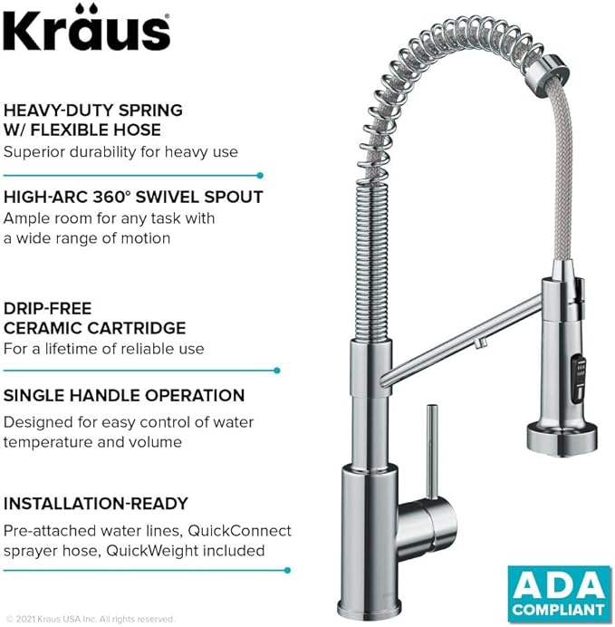 Kraus Bolden 2-in-1 Pull-Down Single Handle Kitchen Sink Filter Water Faucet for Reverse Osmosis or Water Filtration System in Chrome, KFF-1610CH