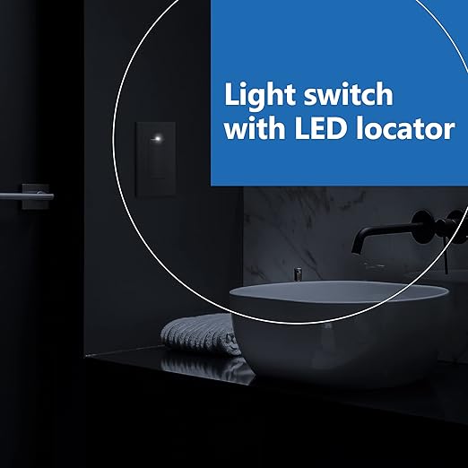 LIDER Minimalist Design Matte Finish Lighted Double Switch, Combination Frameless Decorator Switch with Locator Light, Ground Terminal, Single Pole, 15A 120V-277V, UL Listed, LCS2-1P-GY, Gray