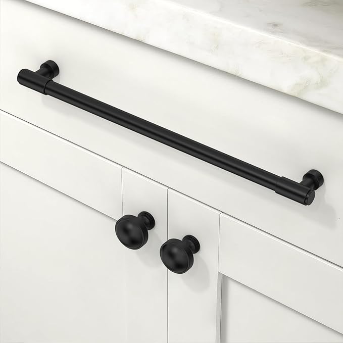 10 Pack Matte Black Cabinet Pulls 10 Inch(254mm) Kitchen Cabinet Handles Cabinet Hardware for Drawer Pulls