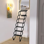 7 Steps Wall Mounted Attic Ladder, Indoor Attic Stairs Pull Down System, Metal Telescoping Step Ladders, Anti-slip Retractable Folding Stair, Loft Extension Steps Staircase for Garages(black, 7 Steps)