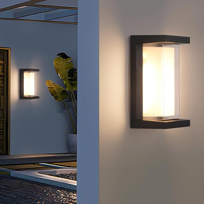 24W Porch Lights Outdoor 2160LM Modern Exterior Lights Fixtures 3CCT 3000K/4000K/6000K Black Outdoor Wall Lights LED Wall Mount Sconce for Garage Front Door Porch Hallway Doorway 2 Pack