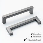 10 Pack 5 Inch (Center to Center 5in) Ancient Grey Square Cabinet Pulls Drawer Handles Cupboard Handles Modern Stainless Steel Kitchen Cabinet Handles and Pulls