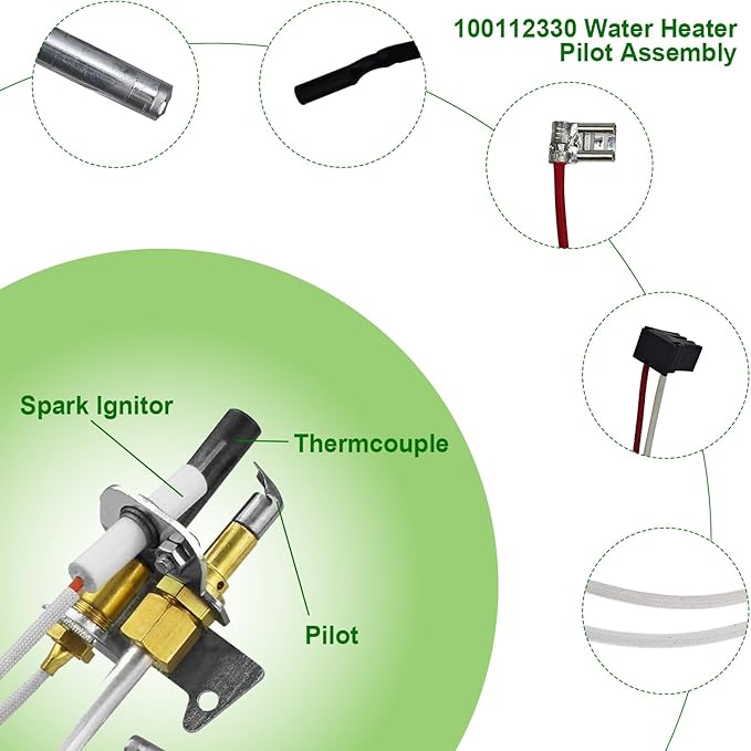 100112330 Water Heater Parts Assembly-Upgrade Replacement for 9007876 9007877 Thermopile | Compatible with Whirlpool 300 & 301 Series,A.O.Smith, American,State,Kenmore,Reliance Gas Water Heaters