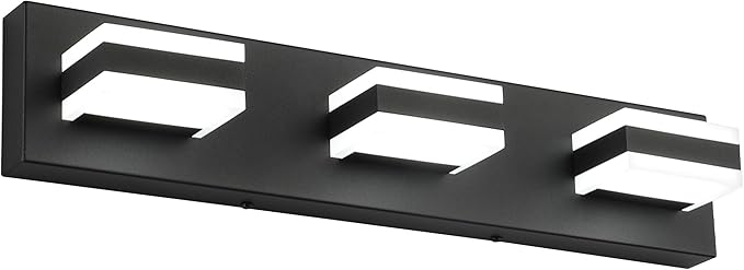 SOLFART Black Bathroom Vanity Light Fixtures Over Mirror LED Dimmable 3 Lights Bath Lighting Restroom Light Modern Vanity Lights for Bathroom Bath Lights