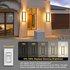 Sytmhoe 2Packs LED Outdoor Wall Lights,16inch Square 3000K 10%-100% Dimmable Exterior Wall Light Aluminum&PC Body Waterproof IP65 led Porch Light for House Patio Garage Garden(2Packs)