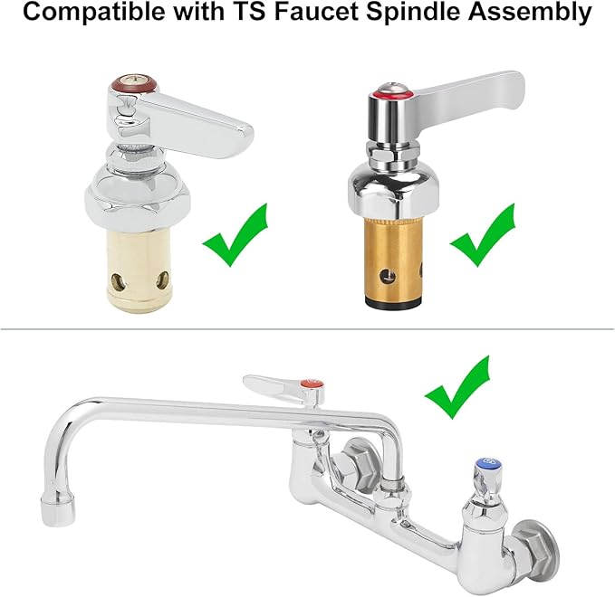 Replacement 002714-40 Hot Side Lever Handle Brass Spindle Assembly Replacement Faucet Cartridge, Handle Stem Assembly Fits for All T&S Faucets, Red