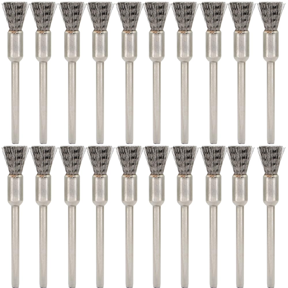20PCS Wire Brushes - Metal Rust Removal, Polishing, Cleaning - 6mm Diameter, 3mm Shaft - Removes Burrs, Dust, and Oxide Layer - Handles Rough Surfaces - Designed for Industrial and DIY Enthusiasts