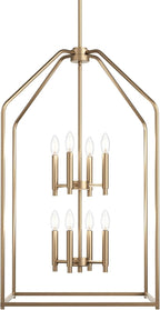 Kichler Madden 36" 8 Light Foyer Pendant in Champagne Bronze, Soft Modern Fixture, for Small Kitchen, Coffee Table, Office, Bedroom, Foyer, (36" x 20"), 52723CPZ