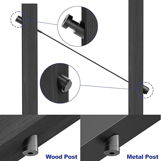 CKE 30 Pack Black 5/16" ID Angle Beveled Washer 25 30 35 Degree for 1/8" 5/32" 3/16" Stair Cable Railing Kit for Wood Metal Post, T316 Stainless Steel 30 Degree Cable Railing Angle Washers BCR17