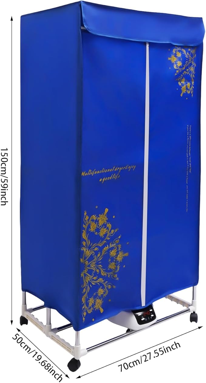 Portable Clothes Dryer, 1200-1500W Electric Dryer Machine with Remote Control & 2-Layer Stainless Steel Tub, Fast-Drying for Apartments, Dorm, RV, Travel