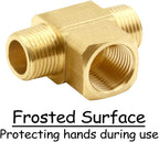 2PCS 3/8 Inch Brass Tee Pipe Fitting 3/8" NPT Male x 3/8" NPT Female x 3/8" NPT Male for Water/Oil/Gas