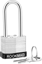 Laminated Steel Padlocks, Keyed Alike, 10 Pack, Silver, Long Shackle, CA65 Compliant
