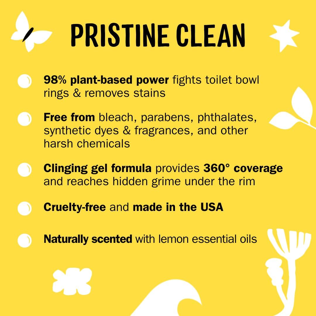 Molly's Suds Toilet Bowl Cleaner (Non-Bleach) | 98% Plant-Based Gel Formula Freshens, Removes Stains and Deodorizes | Lemon Scent - 23 Fl Oz (Pack of 3)