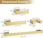 Brushed Gold Bathroom Hardware Set, 4-Piece Bath Towel Bar Set SUS304 Stainless Steel Towel Rack Set for Bathroom, 23.6 inches Bathroom Towel Holder Set Wall Mounted