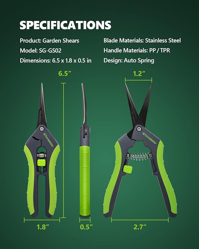 6.5" Pruning Shears for Gardening, Sharp Plant Trimming Scissors for Precise Cuts, Stainless Steel Garden Scissors Bonsai Clippers (1-Pack Curved)