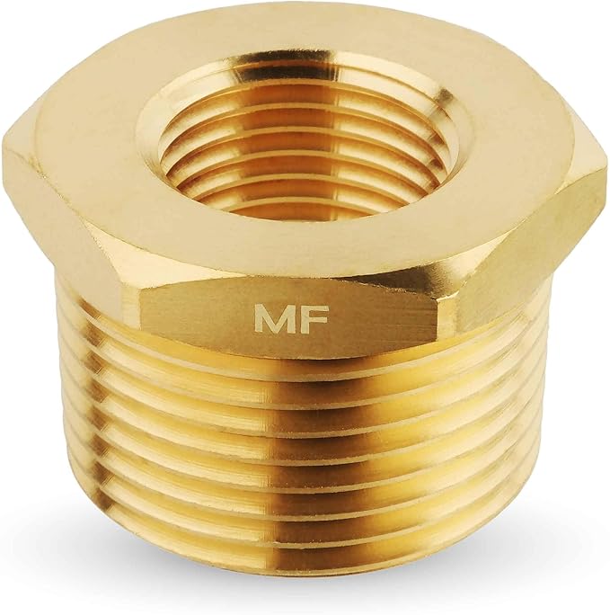 MAACFLOW brass 1" Male NPT to 1/2" Female NPT Adapter Reducer Hex Bushing (Thread OD1.27" - ID 0.72") (Pack of 1)