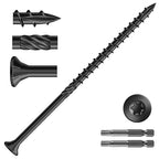 #10 x 4 Inch Deck Screws (515Pcs) 10lb. Carbon Steel, Black, Flat Head, Rust Resistant epoxy Coated, with T25 Star Bit