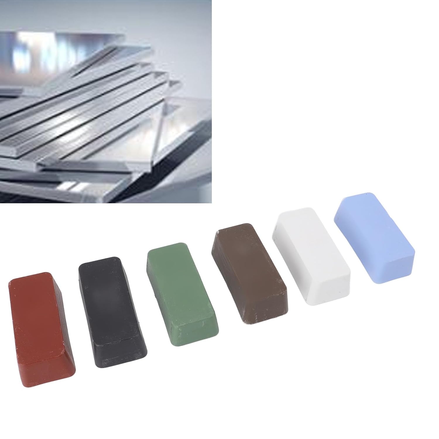 Metal Polishing Bar Multi Functional Solid Wax Metal Buffing Paste for Stainless Steel Aluminum Copper 6 Pcs Set