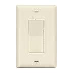 LIDER Dimmer Paddle Switch for Dimmable 300W LED/CFL Lights, 1-Pole or 3-Way, 120 V, Modern Upgrade, UL Listed, Wall Plate Included, Light Almond