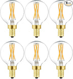 G16.5 Dimmable E12 Led Bulb 6W Equal 60 Watt E12 Candelabra Bulb Daylight 4000K Globe Light Bulb for Chandeliers,Ceiling Fan,Wall Sconce,600lm,AC120V,6Pack