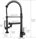 AIMADI Black Kitchen Faucet with Sprayer,Commercial Faucet Kitchen Single Handle Spring Pull Down Kitchen Sink Faucet with LED Light,Matte Black