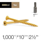 Deck Plus 2-1/2 Inch Epoxy Coated Exterior Wood and Fence Screws #10 x 2-1/2" Torx/Star Drive Included Coarse Thread, Outdoor Rust Resistant Decking Screw, Tan, Keg, 1000 Pieces | 49325