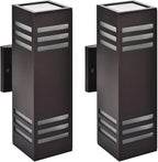 wowlite Outdoor Wall Lights Dusk to Dawn 2 Pack, Modern Porch Lights Outdoor Wall Sconce Square, Bronze Up and Down Lights, Waterproof Exterior Light Fixture for House Garage Patio, ETL Listed