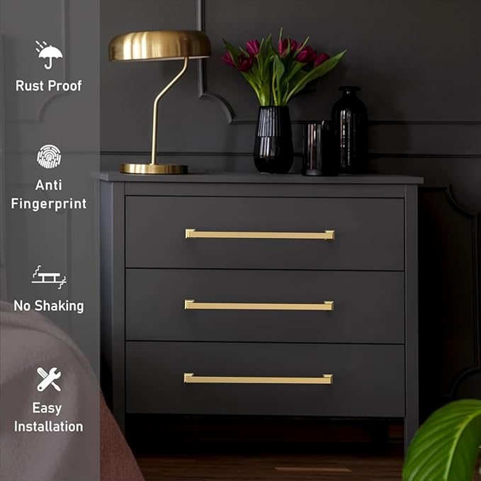 10 Pack 10"(256mm) Champagne Bronze Cabinet Pulls Kitchen Cabinet Drawer Handles Champagne Hardware for Cabinets Cupboard