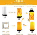 Flame Light Bulbs, 4 Modes LED Flame Effect Light Bulb, E26 Base Flickering Light Bulb with Gravity Sensor,Flickering Light Bulbs Halloween Decor(4 Pack)
