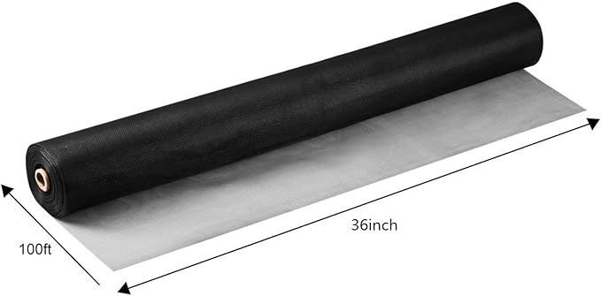 Fiberglass Screen Roll 36" x 100' A Continuous Roll UV Protection Install and Repair Door and Window Screen (36" x100', Black)