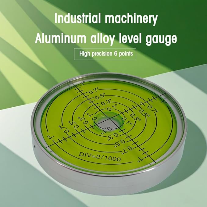 6'/2mm Point high Precision Universal Level Bubble Metal Bubble Water Leveler Cross Gauge Small Household (Silver Green Magnetic)