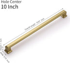10 Pack 10 Inch(254mm) Hole Center Brushed Champagne Bronze Modern Cabinet Pulls Kitchen Cabinet Handles Kitchen Cabinet Hardware Timeless Drawer Pulls for Dresser Wardrobe, Champagne(10x10)