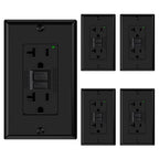 ELEGRP GFCI Outlet 20 Amp, Self-Test GFI Electrical Outlet with Narrow Design, GFCI Receptacle with LED Indicator, UL Listed, Black, Wall Plate Included, 5 Pack