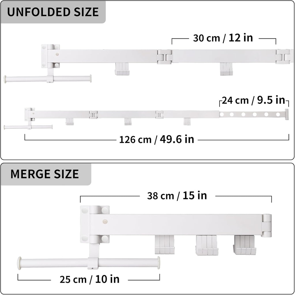 Wall Mounted Clothes Drying Rack,Drying Rack Clothing Wall Mount with Foldable Features(Tri-Fold),Space Saver,Wall Mounted Drying Rack for Laundry Balcony Bathroom (White)